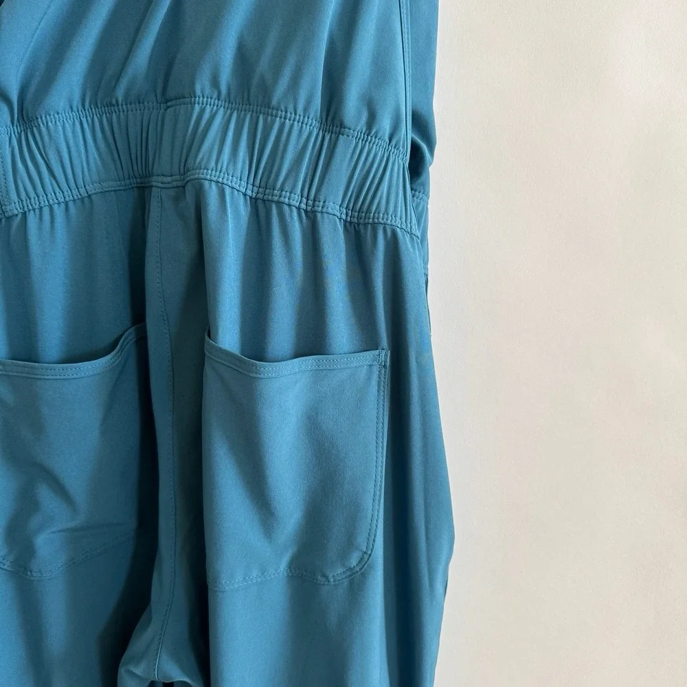 Patagonia Womens Fleetwith Romper Teal Jumpsuit XS Crossover Back Athleisure - Picture 5 of 14